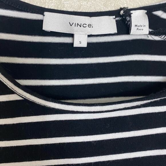 Vince size Small Tank Black & White Striped Pima Cotton Twist Neck Sleeveless - Picture 3 of 8
